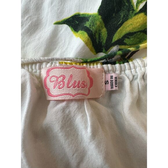 Blush High Neck White Yellow Lemon Open Back Mini Dress Size Small - Picture 3 of 3